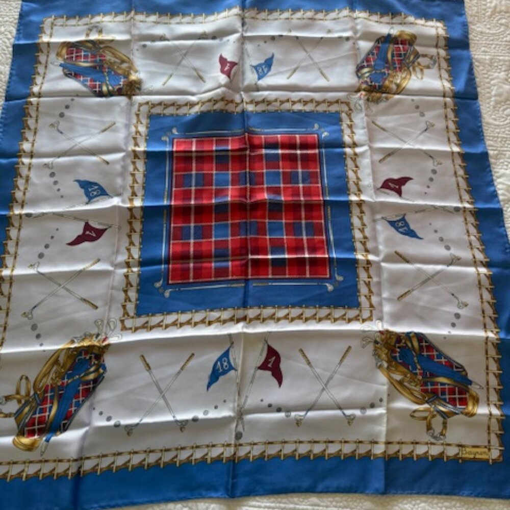 VINTAGE BAYRON GOLF PATTERN SILK SCARF